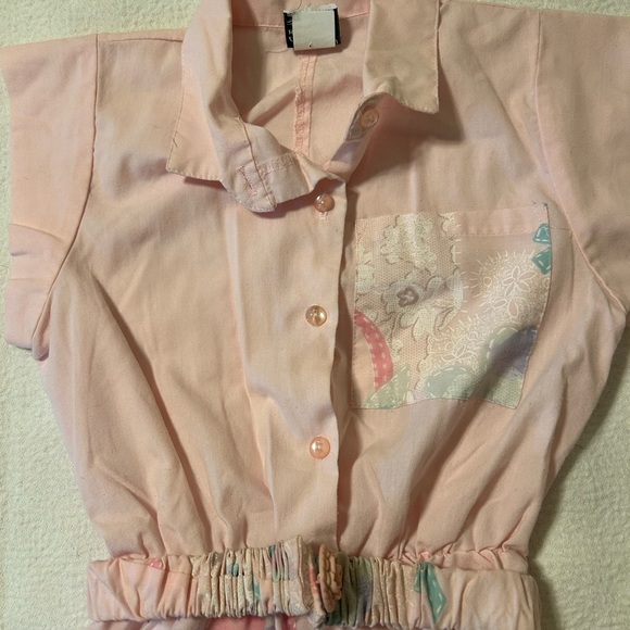 Vintage Randi of California Pink Pastel Floral Sleeveless Romper Belt Size 8 - Picture 3 of 8